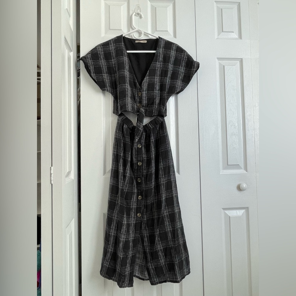 Pull&Bear Crop Top and Skirt Dress One Piece Black and White Linen Women’s Small